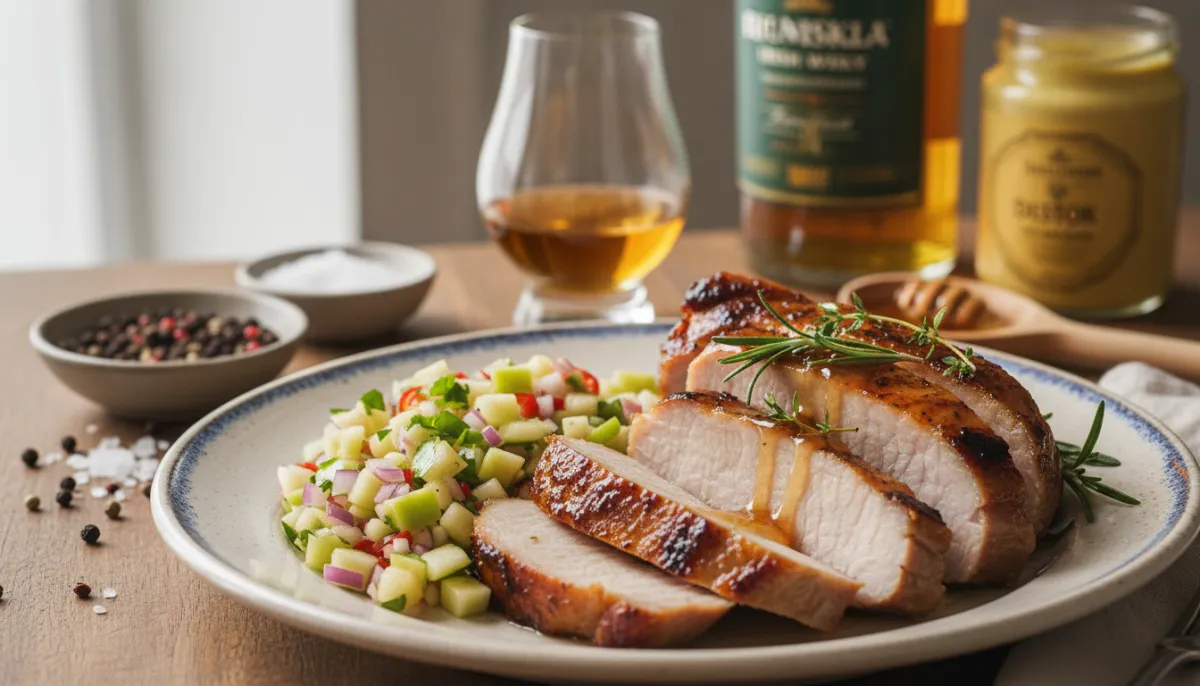 Whisky Grilled Pork Loin with Apple Salsa