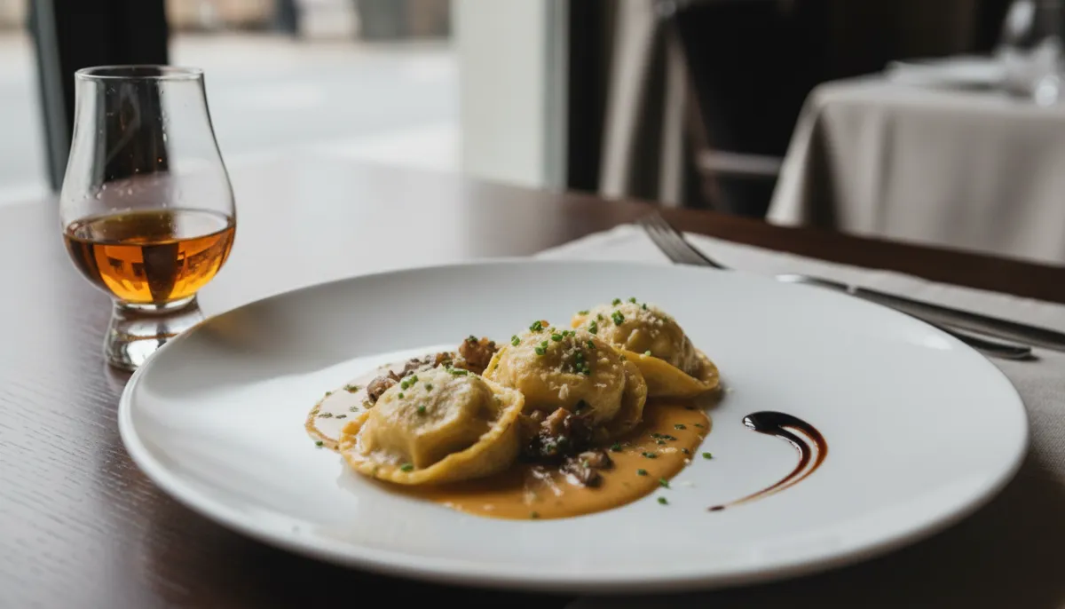 Whisky Infused Mushroom Ravioli