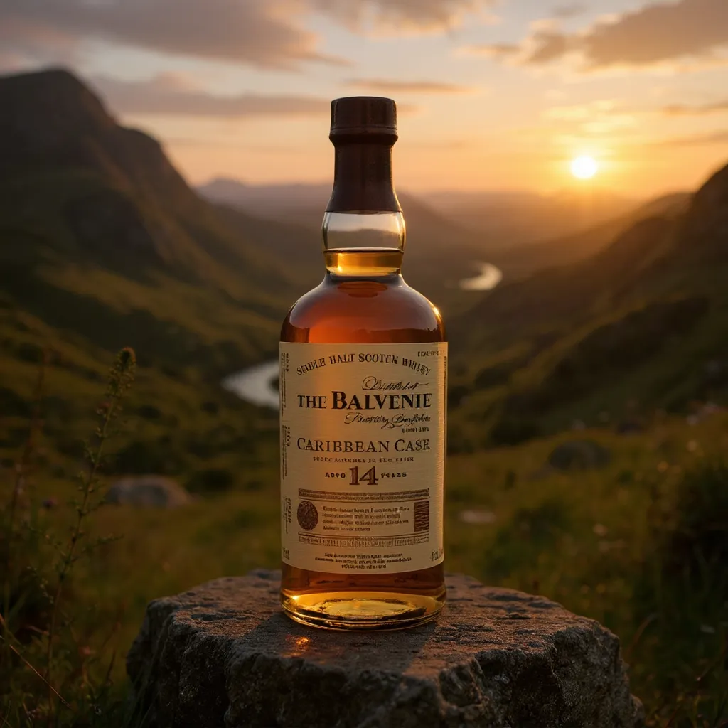 Balvenie 14 Years Caribbean Cask mit einem Tumbler Glas